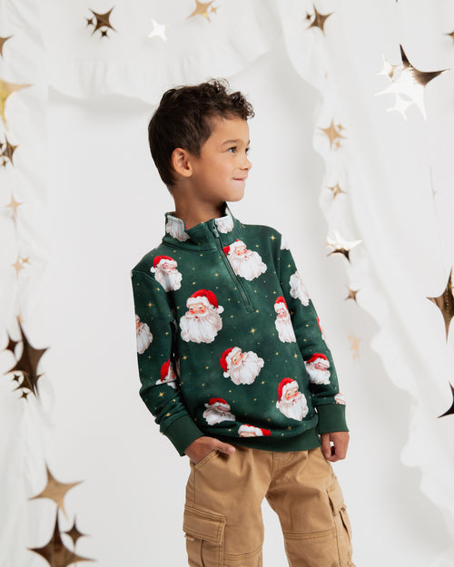 Baby Kids Bamboo Pajamas — Claus Encounters 1/4 Zip Pullover Sweatshirt — Image 5