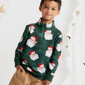 Baby Kids Bamboo Pajamas — Claus Encounters 1/4 Zip Pullover Sweatshirt — Image 1