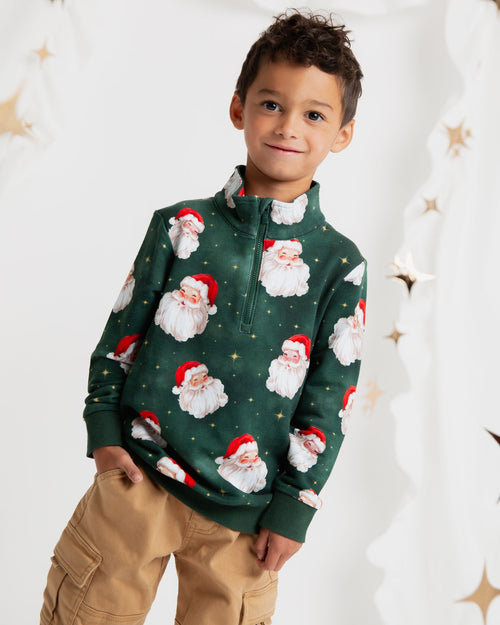 Baby Kids Bamboo Pajamas — Claus Encounters 1/4 Zip Pullover Sweatshirt — Image 1