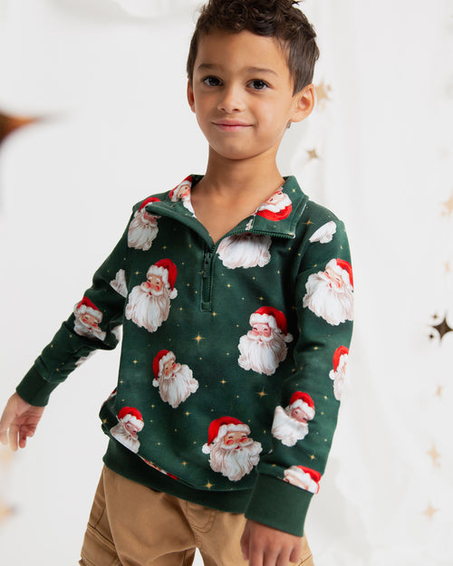 Baby Kids Bamboo Pajamas — Claus Encounters 1/4 Zip Pullover Sweatshirt — Image 7