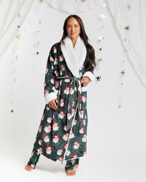 Baby Kids Bamboo Pajamas — Claus Encounters Adult Plush Robe — Image 8