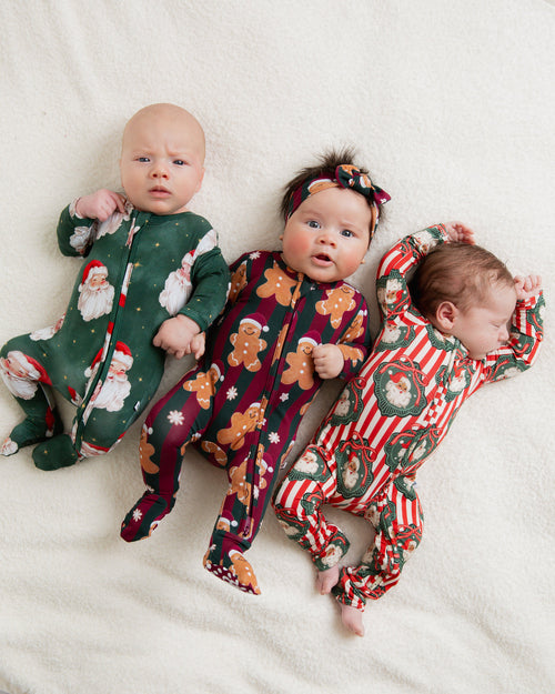 Baby Kids Bamboo Pajamas — Claus Encounters Footie — Image 7