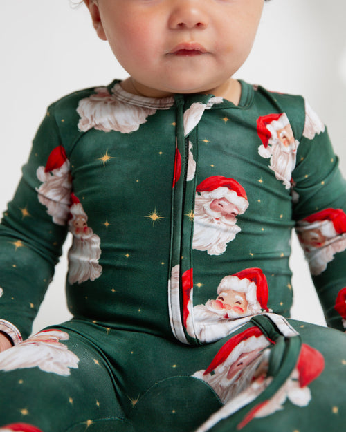 Baby Kids Bamboo Pajamas — Claus Encounters Footie — Image 3
