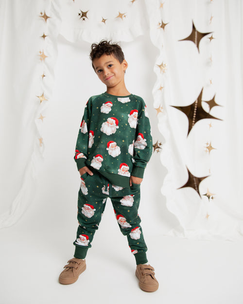 Baby Kids Bamboo Pajamas — Claus Encounters Jogger Set — Image 5