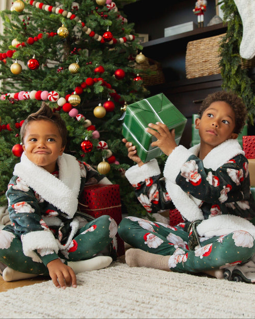 Baby Kids Bamboo Pajamas — Claus Encounters Kids Plush Robe — Image 5