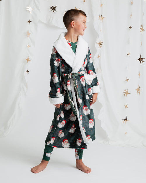 Baby Kids Bamboo Pajamas — Claus Encounters Kids Plush Robe — Image 7