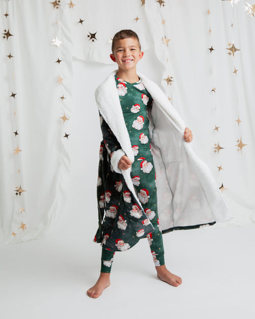 Baby Kids Bamboo Pajamas — Claus Encounters Kids Plush Robe — Image 8