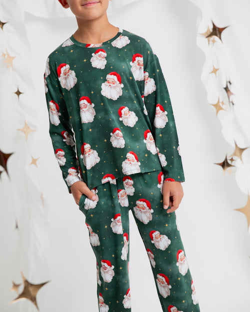 Baby Kids Bamboo Pajamas — Claus Encounters Relaxed Long Sleeve Top & Pants Everyday Set — Image 3