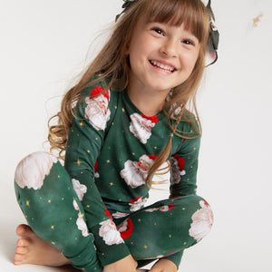 Baby Kids Bamboo Pajamas — Claus Encounters Long Sleeve Pajama Set — Image 1
