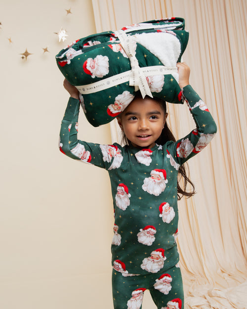 Baby Kids Bamboo Pajamas — Claus Encounters Long Sleeve Pajama Set — Image 9