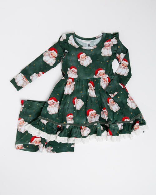 Baby Kids Bamboo Pajamas — Claus Encounters Long Sleeve Party Dress & Shorts Set — Image 2