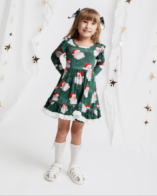 Baby Kids Bamboo Pajamas — Claus Encounters Long Sleeve Party Dress & Shorts Set — Image 6