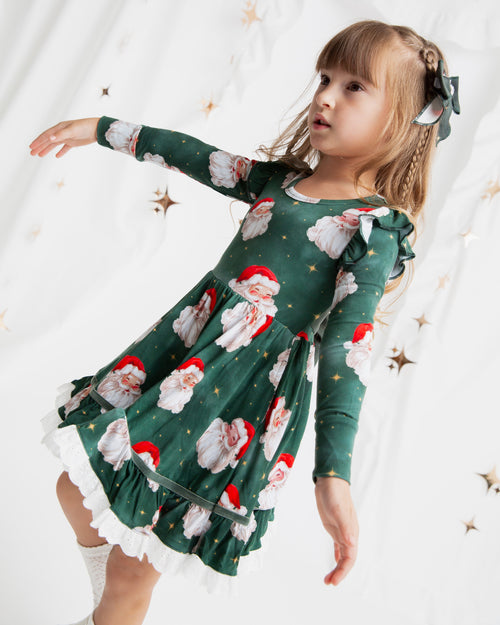 Baby Kids Bamboo Pajamas — Claus Encounters Long Sleeve Party Dress & Shorts Set — Image 5