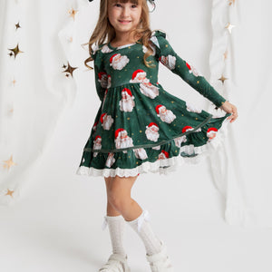 Baby Kids Bamboo Pajamas — Claus Encounters Long Sleeve Party Dress & Shorts Set — Image 1