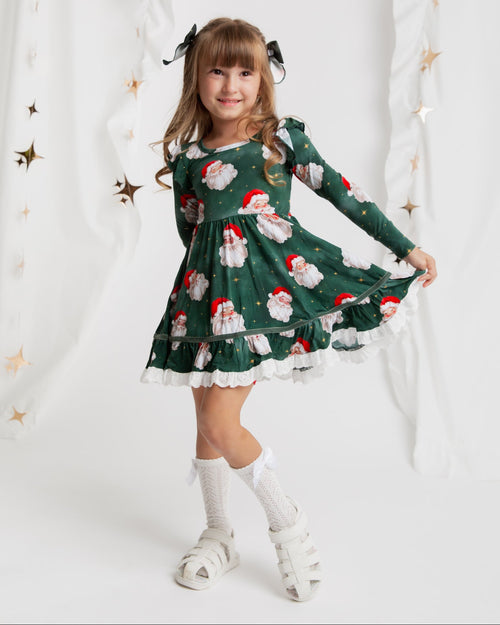 Baby Kids Bamboo Pajamas — Claus Encounters Long Sleeve Party Dress & Shorts Set — Image 1