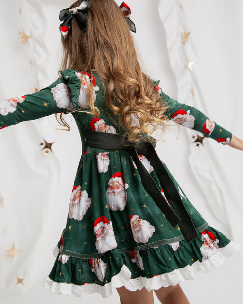 Baby Kids Bamboo Pajamas — Claus Encounters Long Sleeve Party Dress & Shorts Set — Image 7