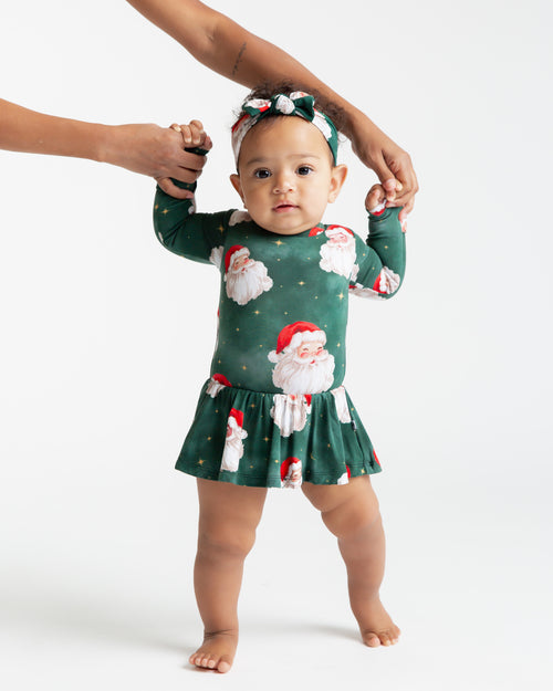Baby Kids Bamboo Pajamas — Claus Encounters Long Sleeve Ruffle Dress — Image 4