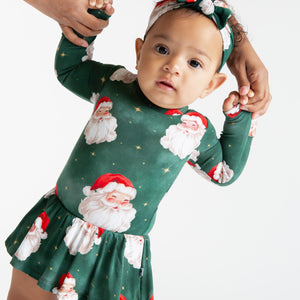 Baby Kids Bamboo Pajamas — Claus Encounters Long Sleeve Ruffle Dress — Image 1