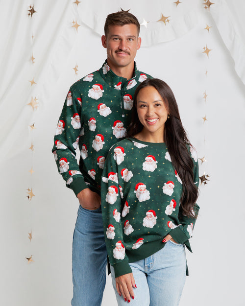 Baby Kids Bamboo Pajamas — Claus Encounters Men's 1/4 Zip Pullover Sweatshirt — Image 6
