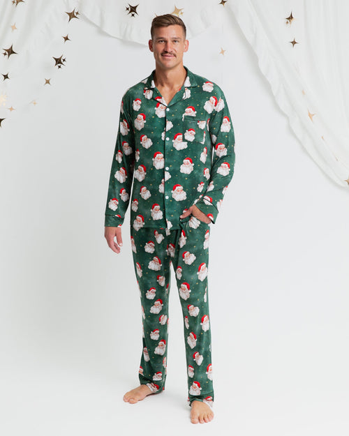 Baby Kids Bamboo Pajamas — Claus Encounters Men's Collar Shirt & Pants Set — Image 1