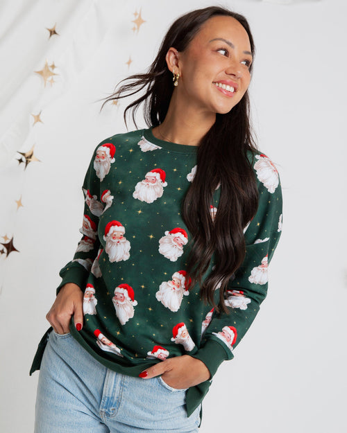 Baby Kids Bamboo Pajamas — Claus Encounters Women's Crew Neck Sweatshirt — Image 1