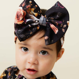 Baby Kids Bamboo Pajamas — Crown Me Dead Biggie Bow — Image 1