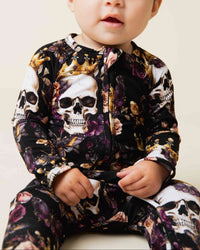 Baby Kids Bamboo Pajamas — Crown Me Dead Convertible Romper — Image 3