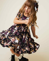 Baby Kids Bamboo Pajamas — Crown Me Dead Short Sleeve Dress & Shorts Set — Image 3