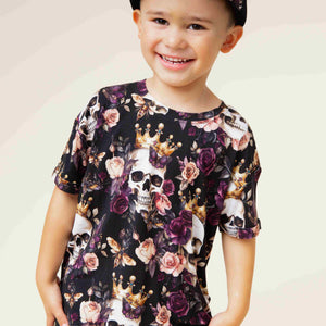 Baby Kids Bamboo Pajamas — Crown Me Dead T-Shirt — Image 1