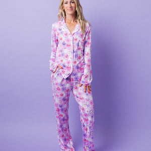 Baby Kids Bamboo Pajamas — Cute To Death Women's Long Sleeve Collar Shirt & Pants Pajama Set — Image 1