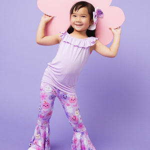 Baby Kids Bamboo Pajamas — Cute To Death Ruffle Sleeve Top & Bell Bottoms Set — Image 1