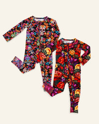 Baby Kids Bamboo Pajamas — Day Of The Dead Convertible Rompers Bundle — Image 1