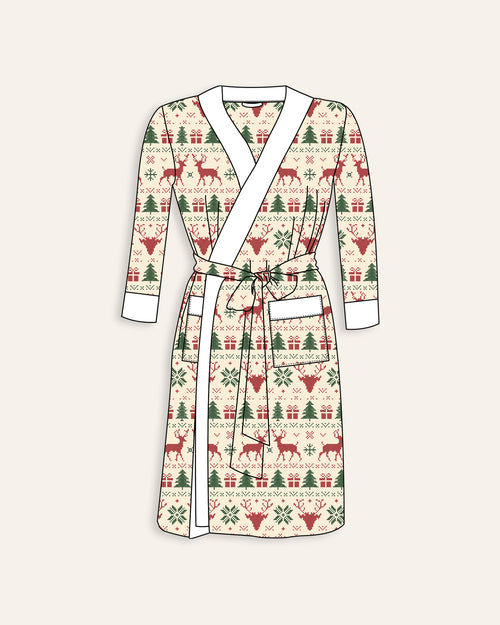 Baby Kids Bamboo Pajamas — Deer to Dream Adult Plush Robe — Image 2