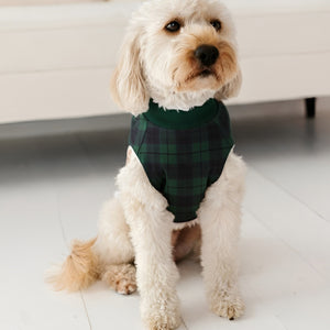 Baby Kids Bamboo Pajamas — Plaid Tidings Dog Sweater — Image 1