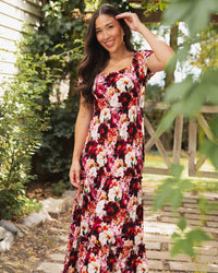 Berry Tale Ending Women's Puff Sleeve Tiered Maxi Dress