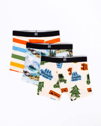 Baby Kids Bamboo Pajamas — Trail Mix 3-Pack Boy's Boxer Brief Underwear — Image 1