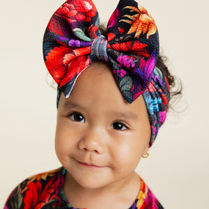 Baby Kids Bamboo Pajamas — Mourning Glory Biggie Bow — Image 1