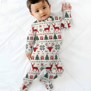 Baby Kids Bamboo Pajamas — Deer to Dream Footie — Image 1
