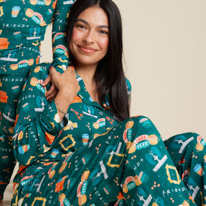 Baby Kids Bamboo Pajamas — Friends™ Women's Long Sleeve Collar Shirt & Pants Pajama Set — Image 1