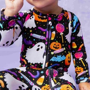 Baby Kids Bamboo Pajamas — Fright Bites Convertible Romper — Image 3