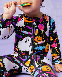 Baby Kids Bamboo Pajamas — Fright Bites Convertible Romper — Image 3