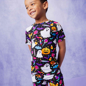 Baby Kids Bamboo Pajamas — Fright Bites Short Sleeve Pajama Shorts Set — Image 4