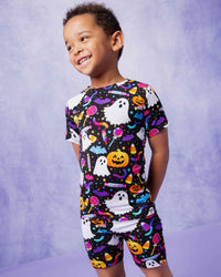 Baby Kids Bamboo Pajamas — Fright Bites Short Sleeve Pajama Shorts Set — Image 4