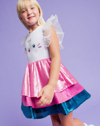 Baby Kids Bamboo Pajamas — Gabby's Dollhouse™ Cakey Cat Tiered Dress & Shorts Set — Image 1