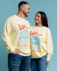 Baby Kids Bamboo Pajamas — Gilmore Girls™ Luke's Diner Adult Unisex Crew Neck Sweatshirt — Image 1