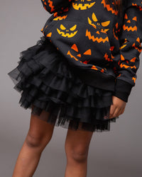 Baby Kids Bamboo Pajamas — Black Tiered Tulle Skort — Image 1