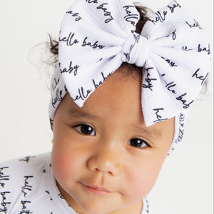 Baby Kids Bamboo Pajamas — Hello Baby Biggie Bow — Image 1