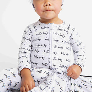 Baby Kids Bamboo Pajamas — Hello Baby Convertible Romper — Image 1