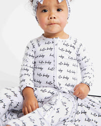 Baby Kids Bamboo Pajamas — Hello Baby Convertible Romper — Image 1