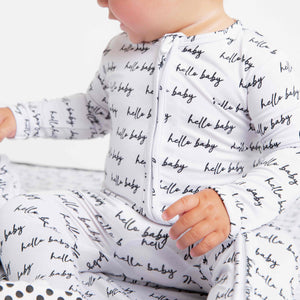 Baby Kids Bamboo Pajamas — Hello Baby Footie — Image 1
